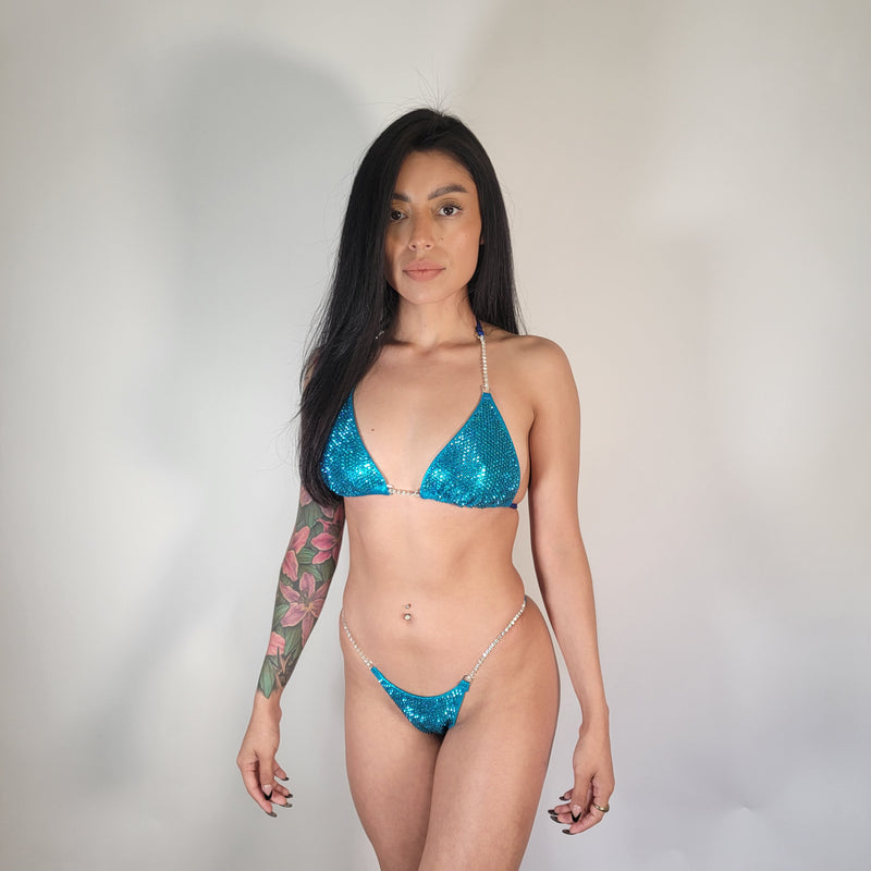 Premade Turquoise ab competition bikini