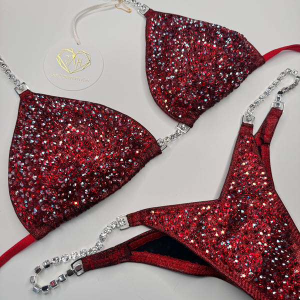 Red, Red Ab Scatter Competition Bikini