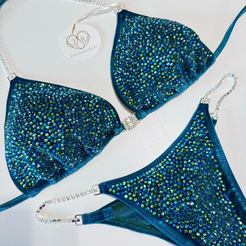 Teal Scatter Competition Bikini