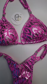 Pink Metallic cheetah Wellness Posing suit