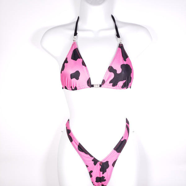 Pink Cow Print Figure Posing suit