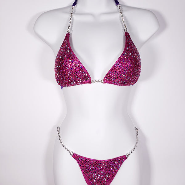 Fuchsia Purple drop Scatter Competition Bikini